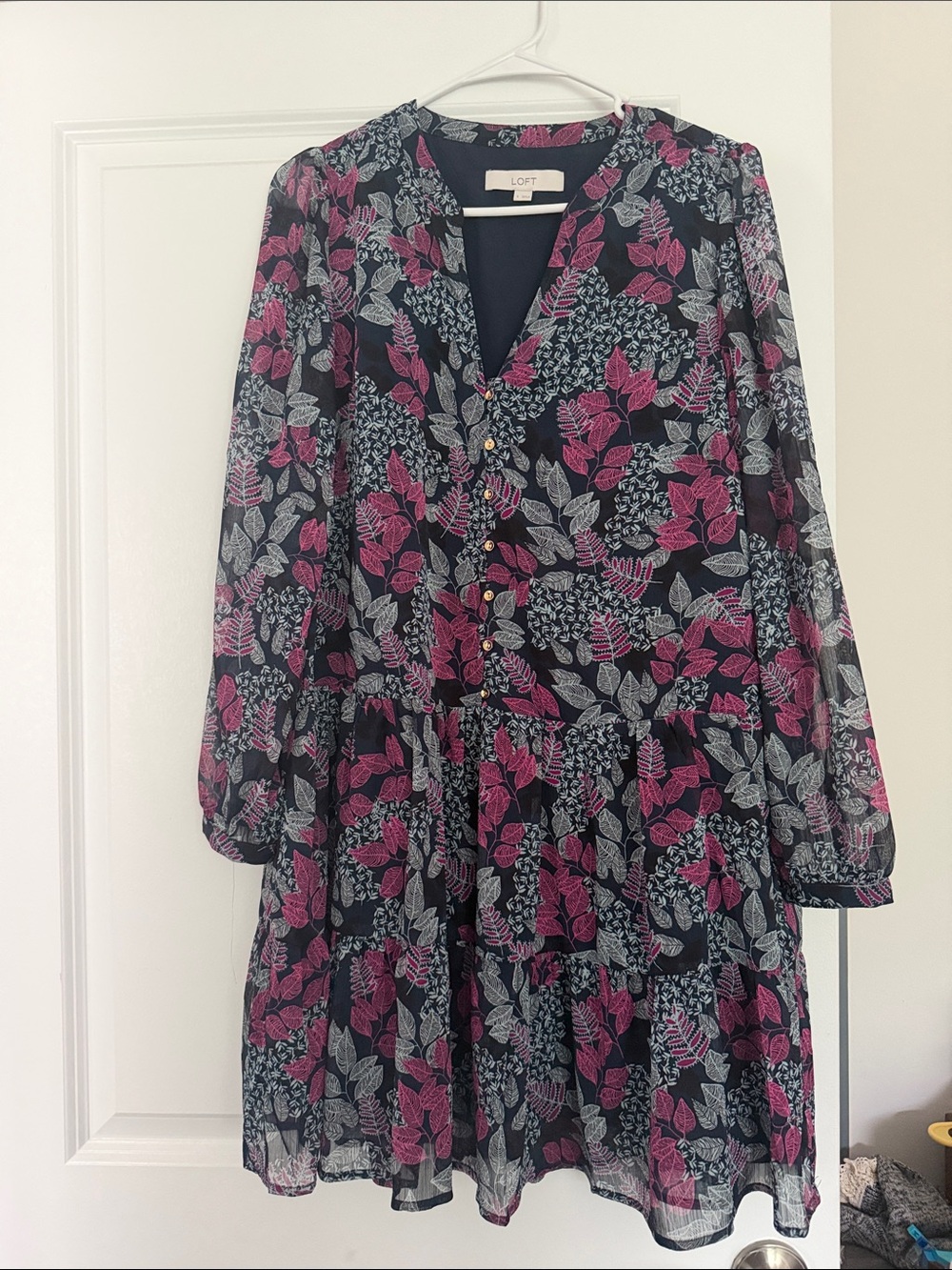 LOFT - navy pink dress